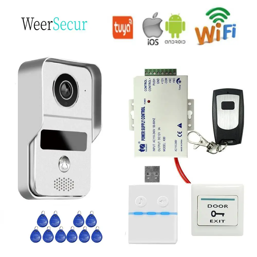 1080P Tuya Wireless Wifi RJ45 LAN IP Video Intercom Doorbell Door Phone RFID Camera  Android IOS Phone Tablet Remote Unlock