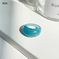 ycd 2022 colorful clear resin acrylic oval rings for women korean style geometric finger ring jewelry gift