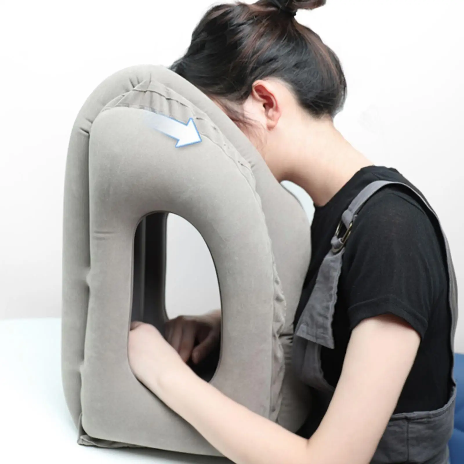 

Upgraded Inflatable Air Cushion Travel Pillow Headrest Chin Support Cushions For Airplane Plane Car Office Rest Neck Nap Pi I4P8