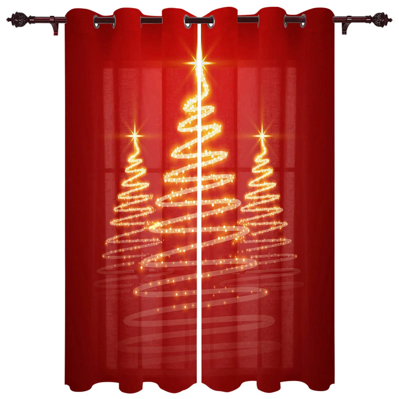 

Рождественская елка красные золотые современные шторы для спальни кафе домашний декор роскошные шторы в гостиной Оконные Занавески