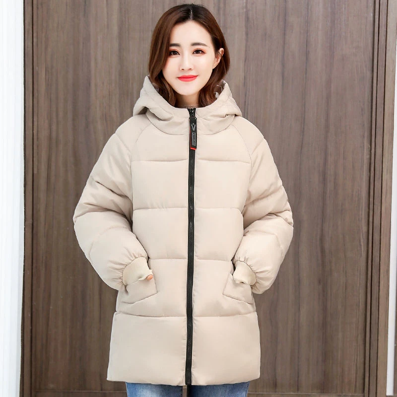 Women Oversize Hooded Down Parka 2022 New Winter Thick Warm Cotton Coat Long Sleeve Cotton-Padded Warm Loose Tops Female Outwear