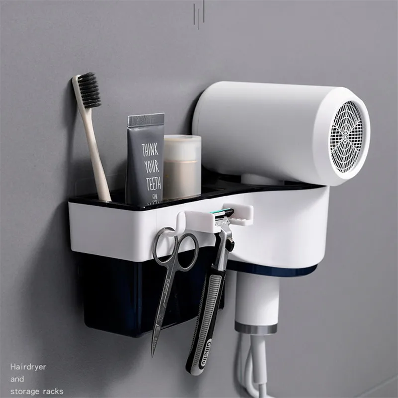 

Подставка для фена для ленивых волос, настенная неперфорированная стойка для фена, универсальная душевая стойка, стойка для хранения фена