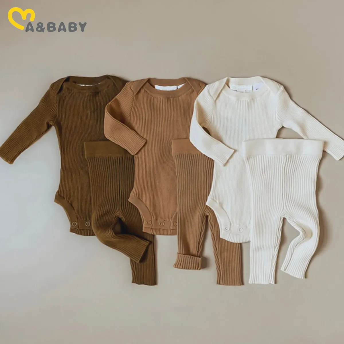 ma&baby 0-18M Spring Autumn Newborn Infant Baby Girls Boys Clothes Set Knitted Soft Romper Pants Outfits Clothing