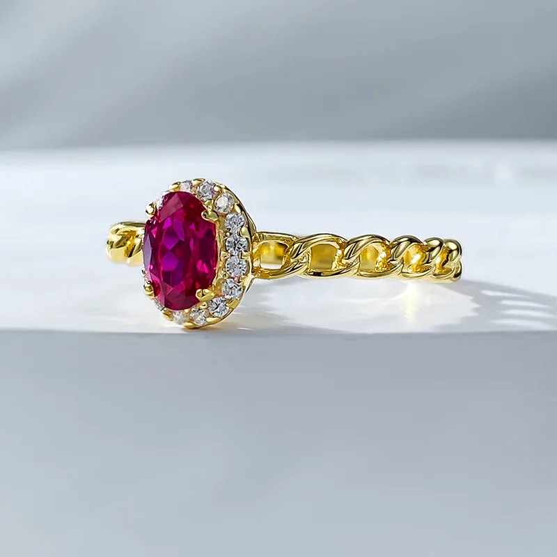 Женское кольцо из серебра 100% пробы с высокоуглеродистыми бриллиантами 4 Х6 мм