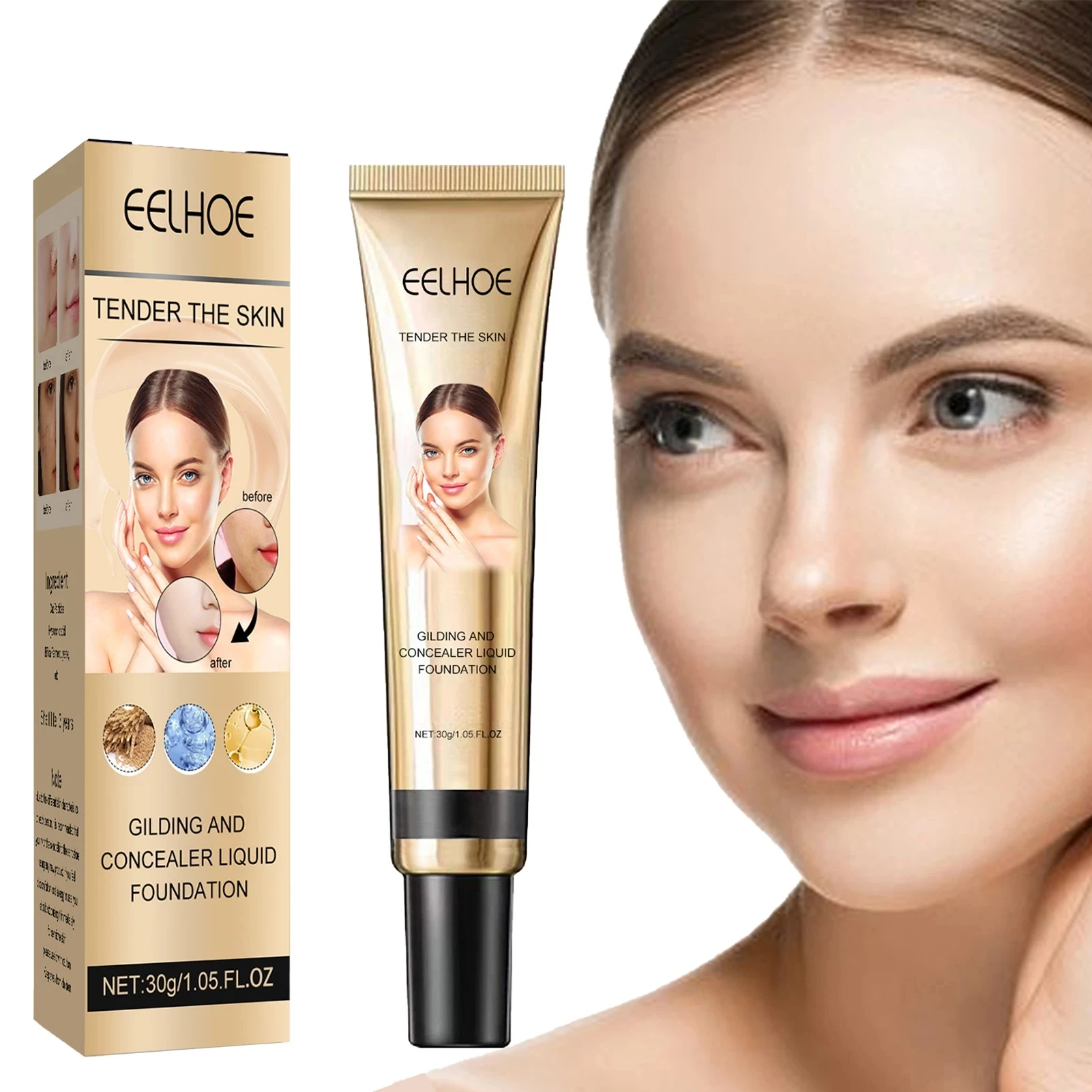 

Gilded FV Liquid Concealer Foundation Cream Waterproof Professional Blemish Cover Dark Spot Contour Full Skin Makeup Cosmetic