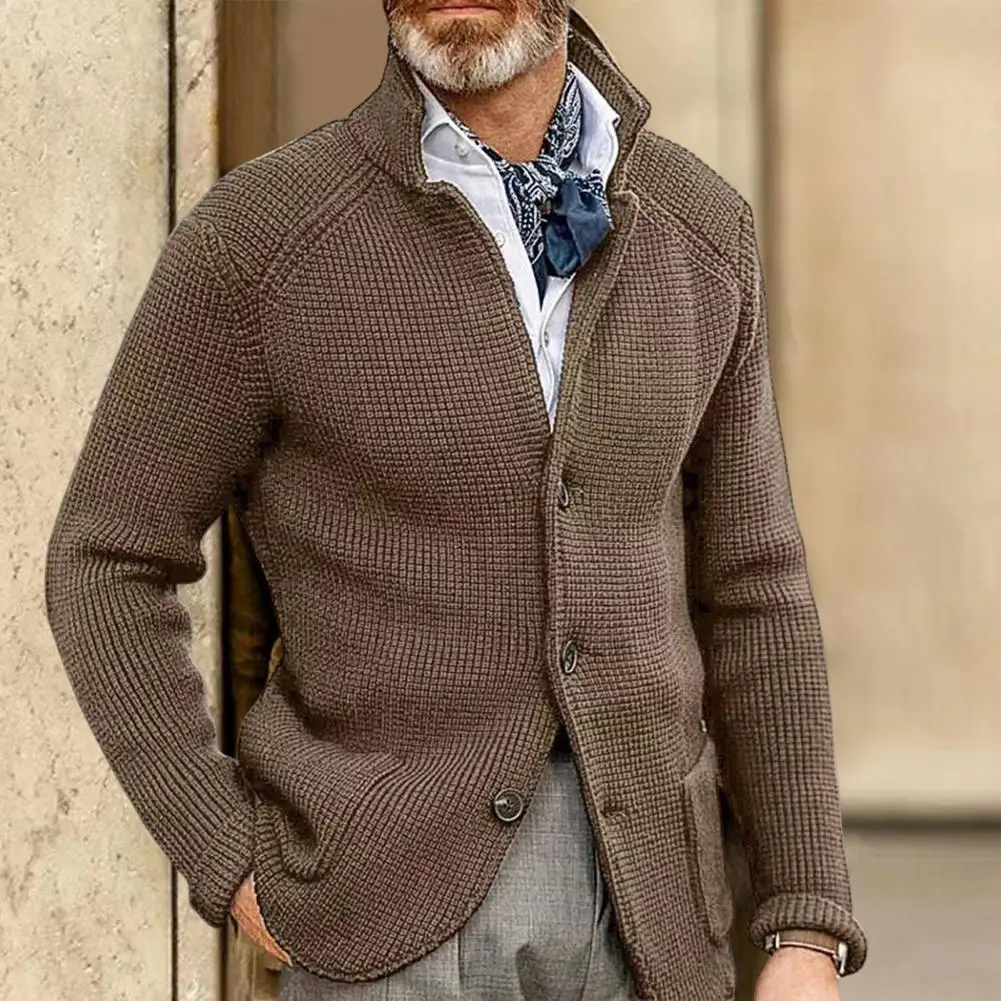 Men Sweater Coat Chic Knitting Solid Color Casual Thick Winter Coat for Home  Men Coat  Men Sweater Coat