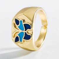fashion gold color metal colorblock butterfly open ring punk vintage geometric adjustable ring for women jewelry gift