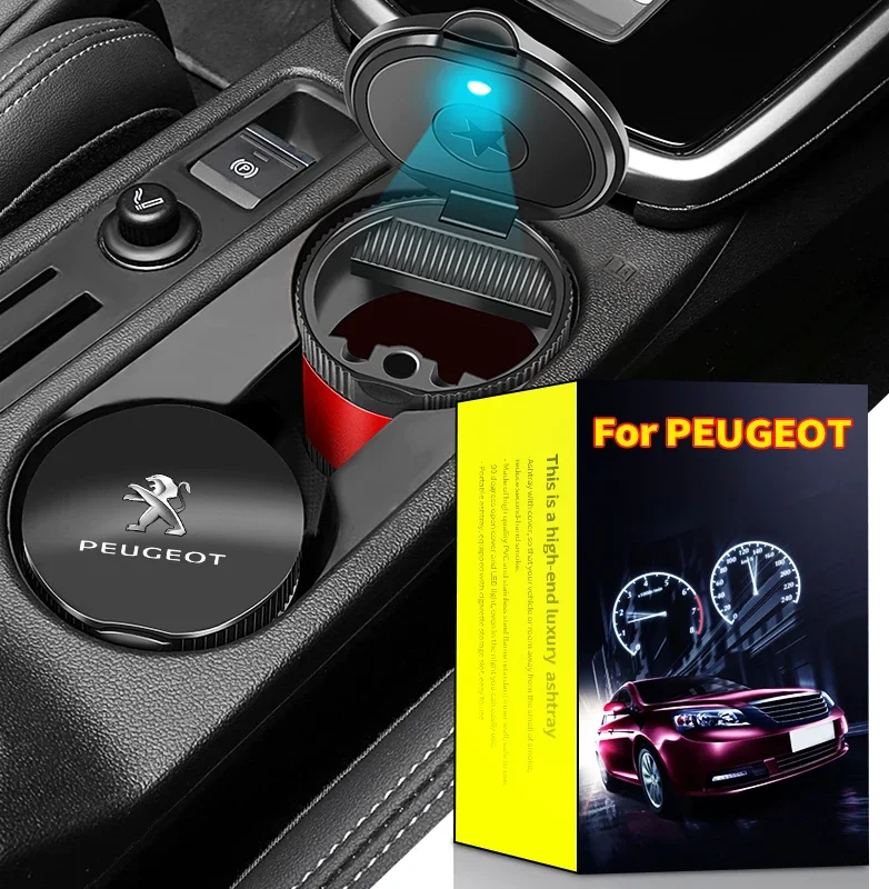 Car New Portable Shape LED Ashtray Garbage Coin Storage Container For PEUGEOT 106 206 306 406 107 207 307 407 301 308 2008 3008