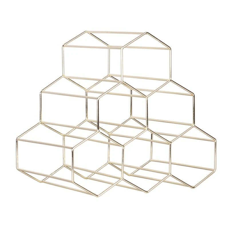

Golden Wine Rack Creative Honeycomb Wine Rack Home Iron Storage Rack Ornaments