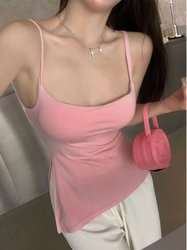 Новая острая девушка с нагрудной подушкой подвесной ремень маленький Топ