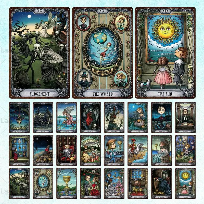 

Metal Tin Sign Tarot Cards Art Retro Poster Home Decor Wall Decor For Gaming Room Bar Pub Bar Metal Plate Vintage Iron Plaque