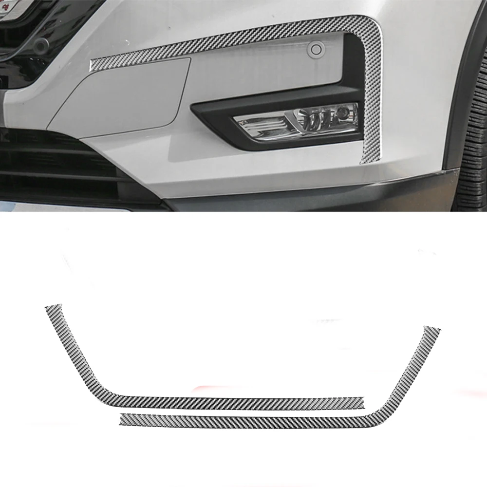 

Car Front Fog Lights Lamp Eyelid Eyebrows Strips Carbon Fiber Cover Trim Auto Accessories For Nissan X-Trail XTrail 2014-2018