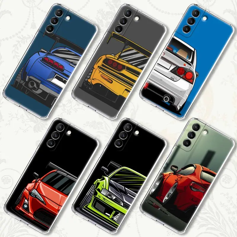 

Cartoon JDM Sports Car Fundas Samsung S23 S22 Ultra 5G JDM Cover For Galaxy S21 S20 FE Cases S22 S23 Plus S10 Lite S9 Clear Case