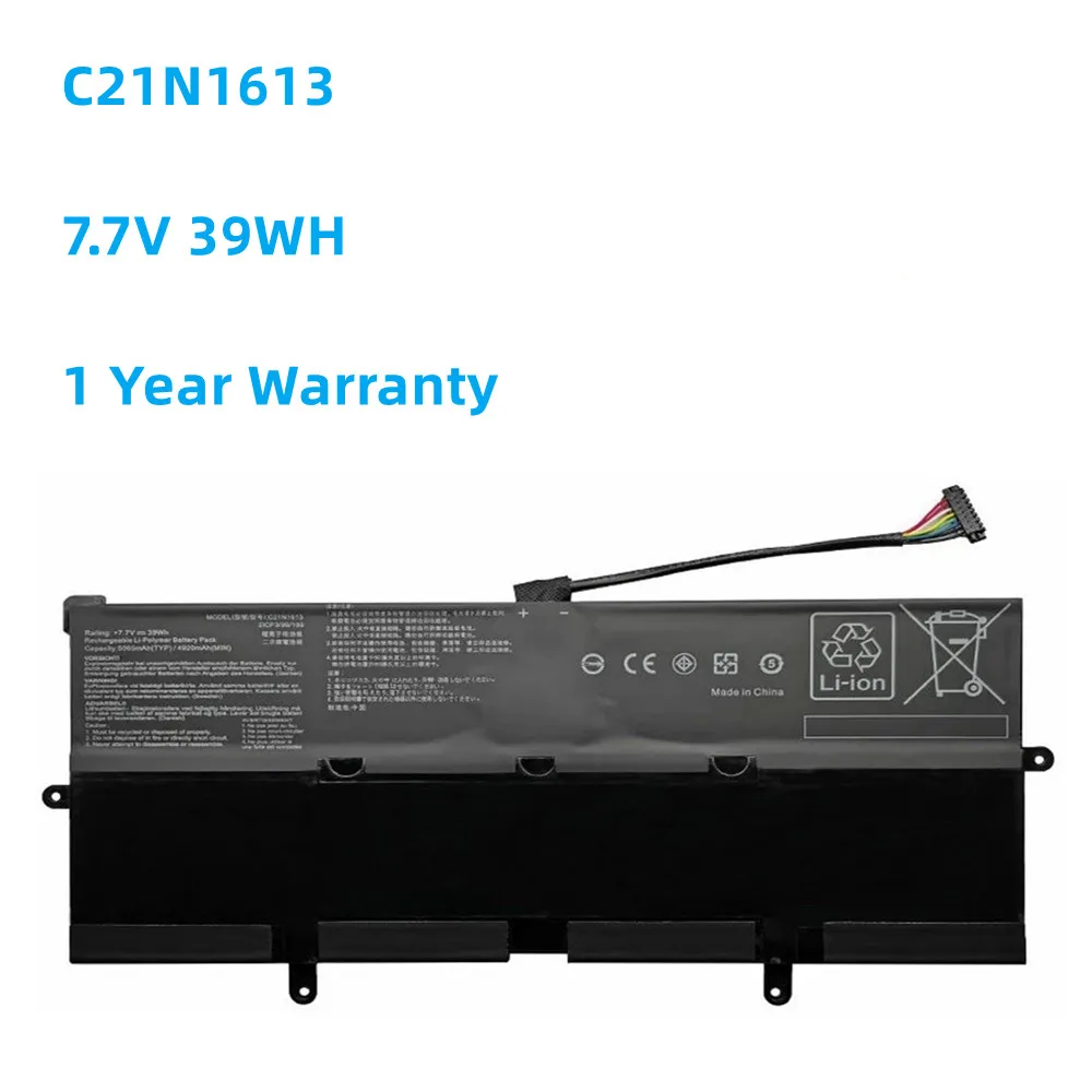 

New C21N1613 New Laptop Battery For ASUS For Chromebook Flip C302 C302C C302CA C302CA-DH54 C302CA-DH75 C302CA-DHM3 7.7V 39WH