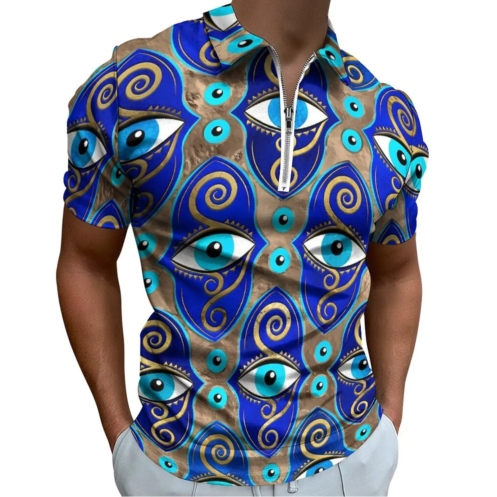 

Evil Eye Charm Casual T-Shirts Abstract Print Polo Shirt Stylish Shirt Summer Short Sleeve Graphic Clothing Big Size 5XL 6XL