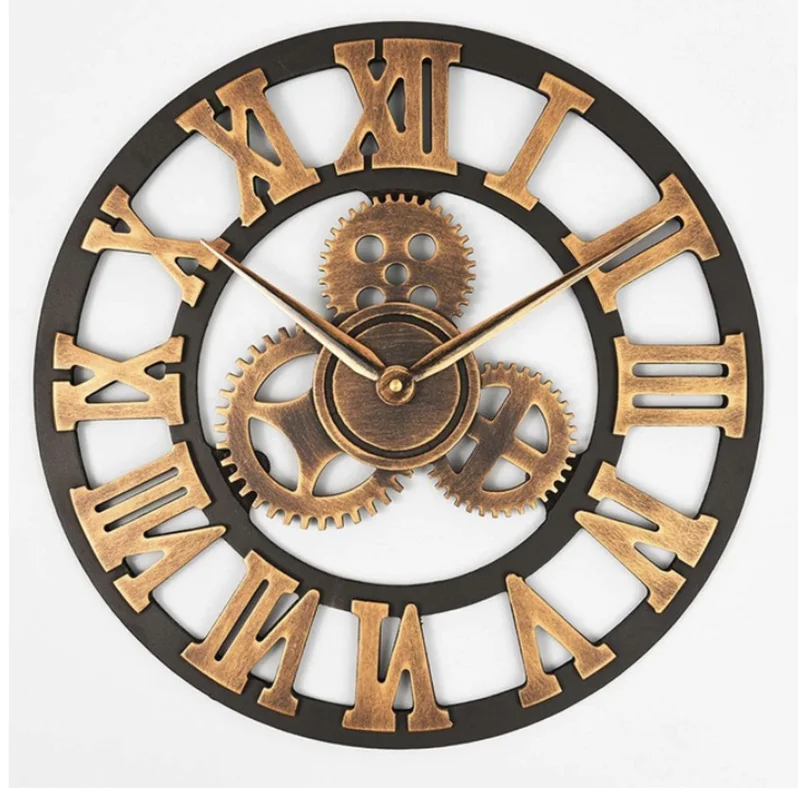 Gear Large Wall Clock Modern Design Clocks Quartz Time Mute Watch Wooden  Decor 3D Vintage Horloge Saat