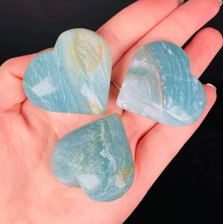 

Natural Caribbean Calcite Crystal Heart Polished Healing(With geode)