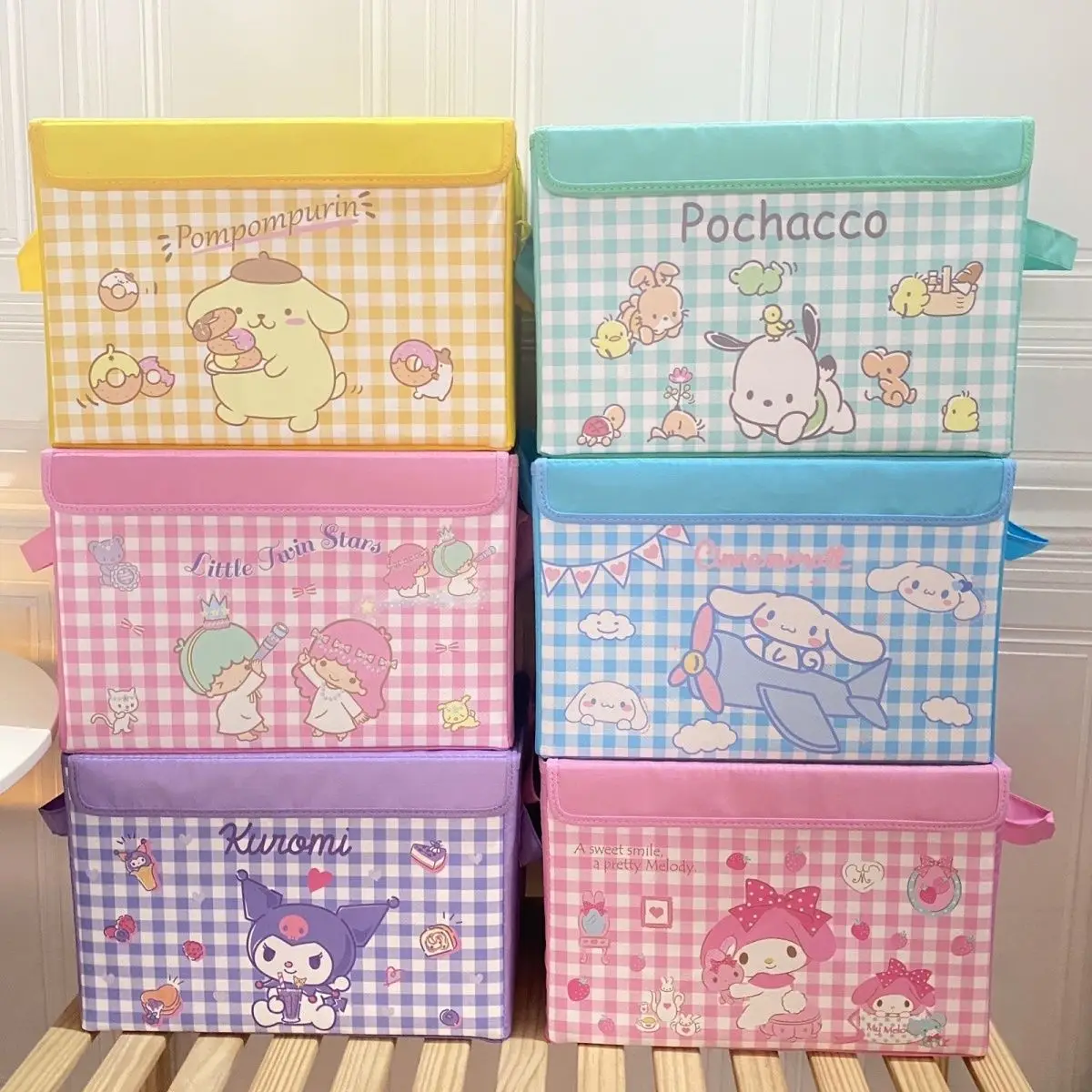 

Foldable Storage Box Organizer With Cover Lovely Cartoon For Underwear Socks Clothes Stationary Toy Holder Dormitory Supplies