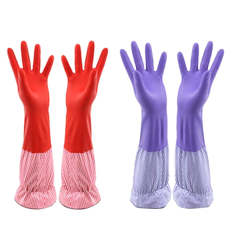 

4Pcs Gloves to Wash Dishes More Housework Rub-Ber Waterproof Rubber Durable Washing Clothes for Winter Warm Female Clean