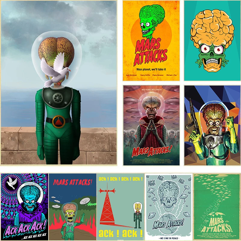 Плакат из классического фильма атаки Марса Картина на холсте HD печать Настенная