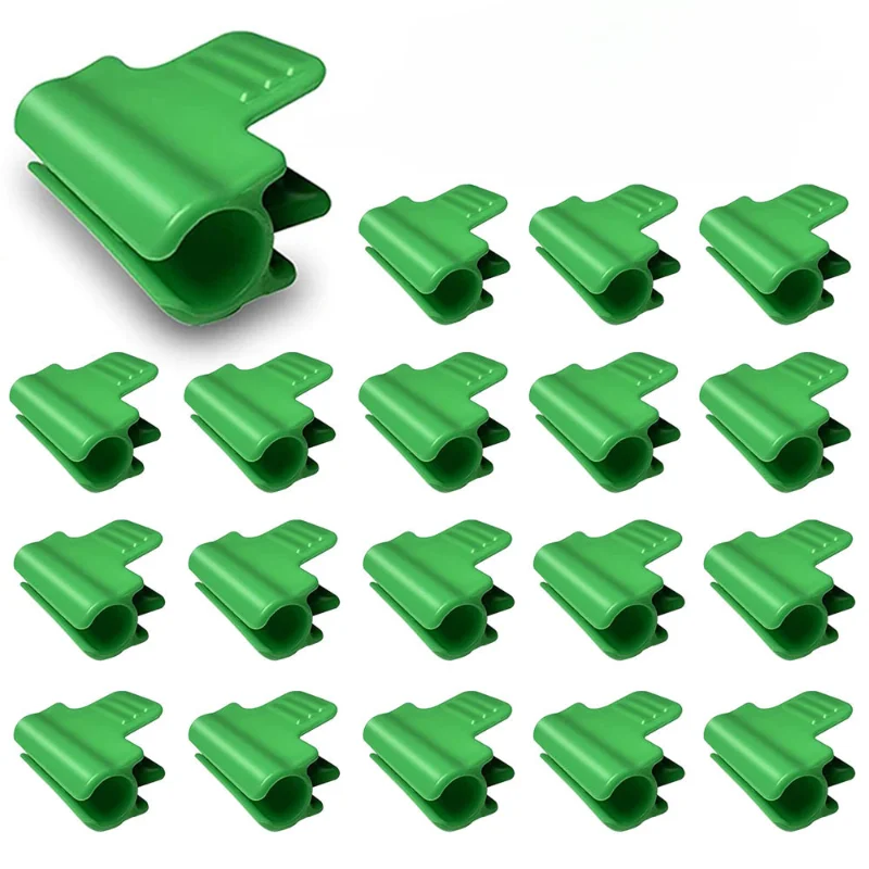 

10pcs Plastic Green Fixed Clips Greenhouse Film Clamps Plant Cover Clips Greenhouse Steel Laminating Card