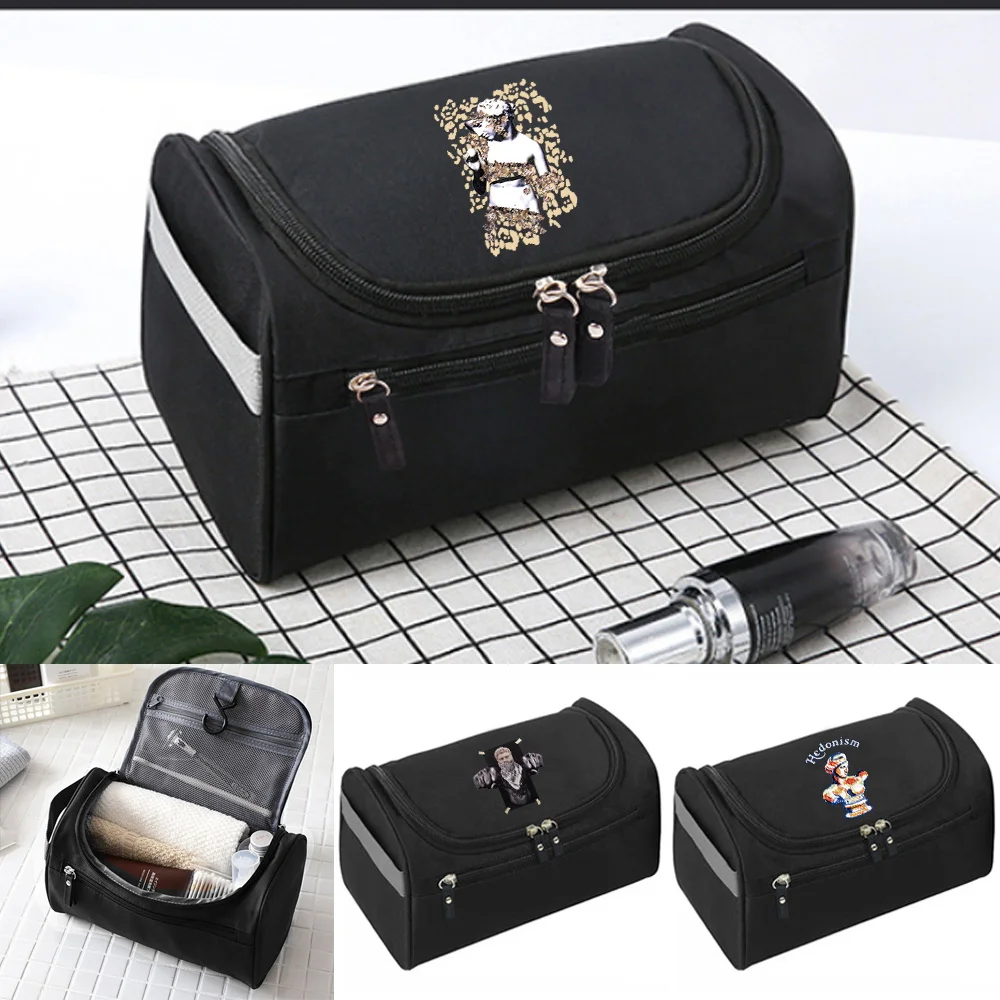 

2022 MakeUp Wash Pouch Women's Travel Toiletries Bag Hook Up Cosmetic Bags Sculpture Print Organizer Zipper Handbag Make Up Case