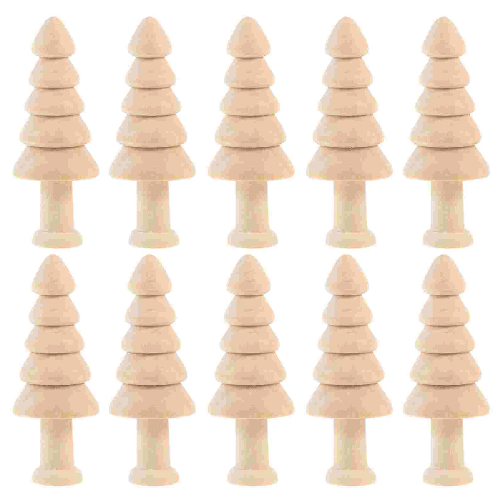 

10pcs Blank Unfinished Wooden Tree Decor DIY Christmas Tree Craft Handcraft Accessory