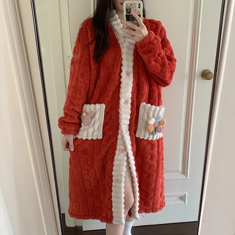 Зимняя теплая Пижама кимоно однотонный халат для душа женское однобортное