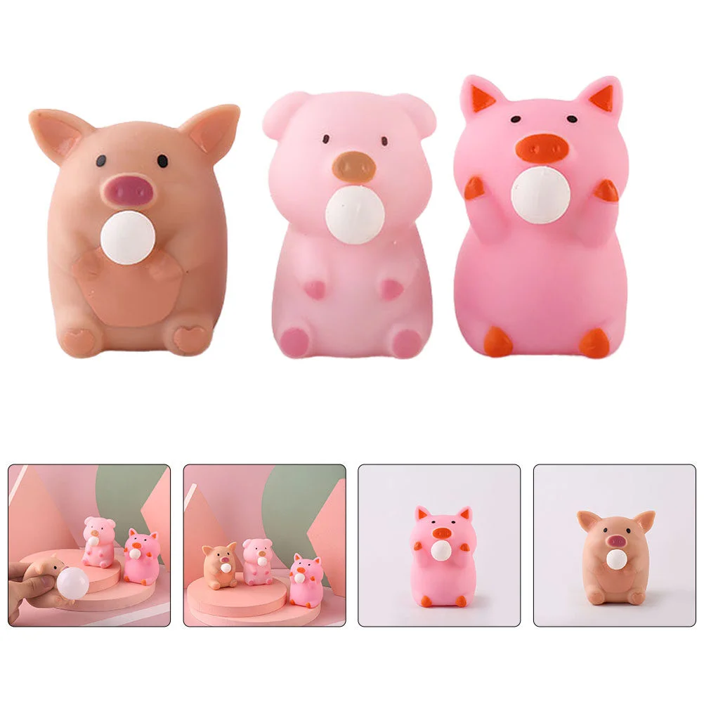 

3 Pcs Animals Toys Lovely Compact Stress Pinch Music Stretchy Sensory Plaything Small Tpr Squeezing