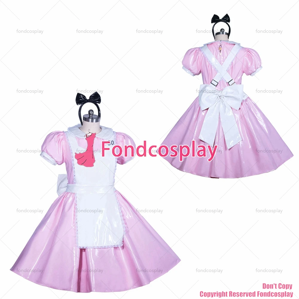 

Одежда для взрослых с надписью fondcosplay, ярко-розовое Привлекательное платье из ПВХ в стиле Алисы, воротник Питера Пэна, CD/TV[G3912]