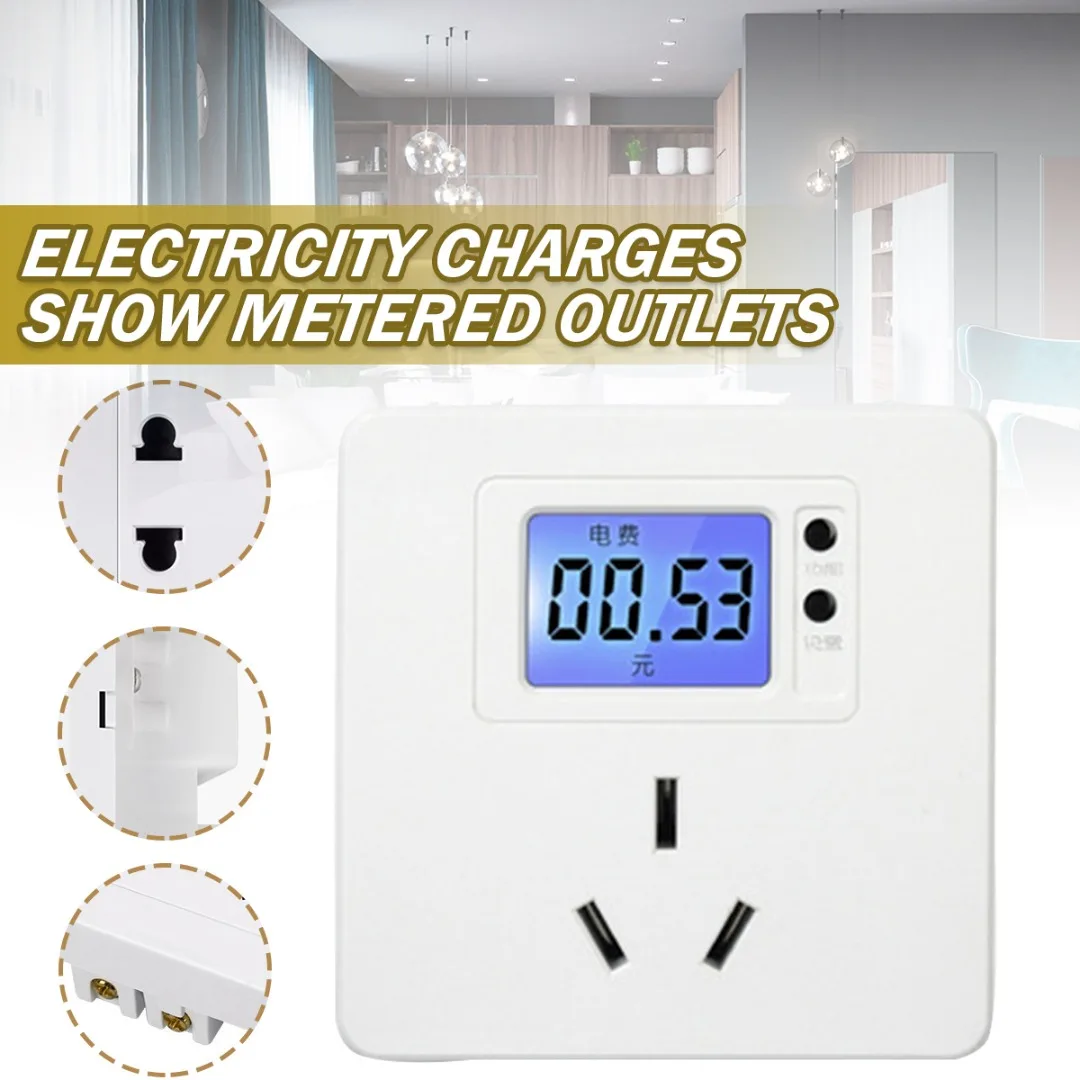 

AC 220V Power Meter LCD Display Electricity Calculator 10A/16A High-precision Power Meter Socket Wall Panel For Home