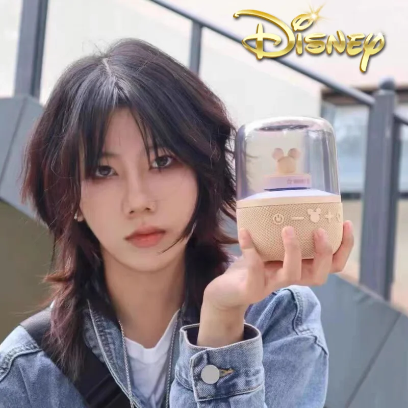 

Мини-динамик Disney с Микки, Беспроводная Bluetooth-аудиосистема, милый сабвуфер, портативная стереокарта, умный, с несколькими режимами освещения