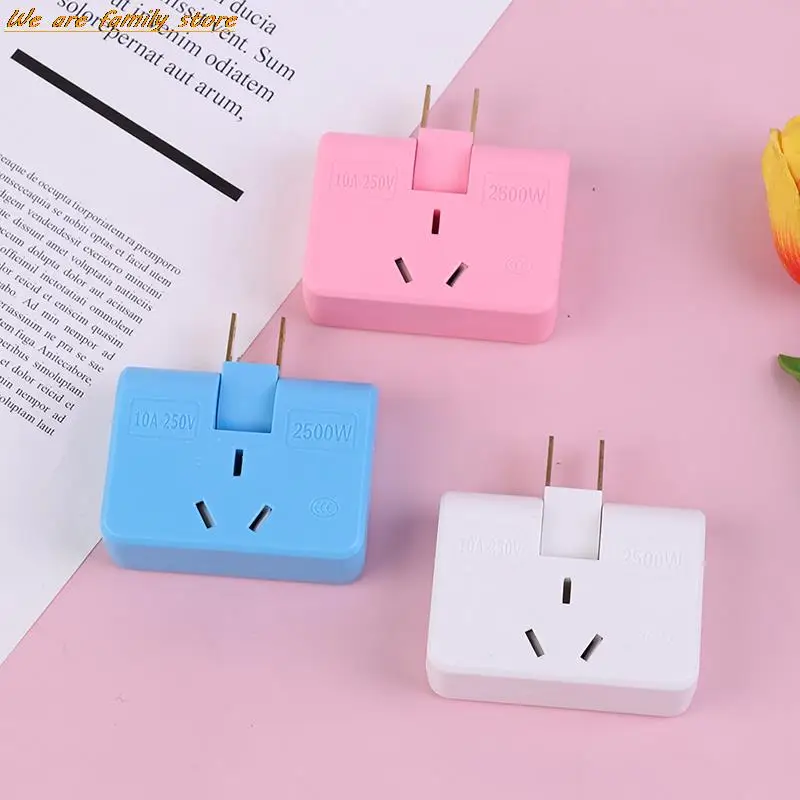 

3in1 Extension Plug Adapter 2-prong Rotatable 180 Degree Socket Converter 2500W 10A-250V Plug Socket