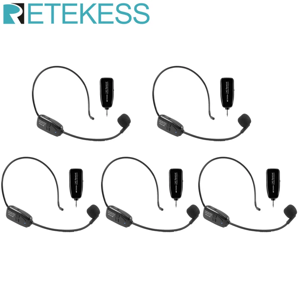 Retekess 5 шт. TT123 2 4G беспроводной микрофон с головным креплением передатчик