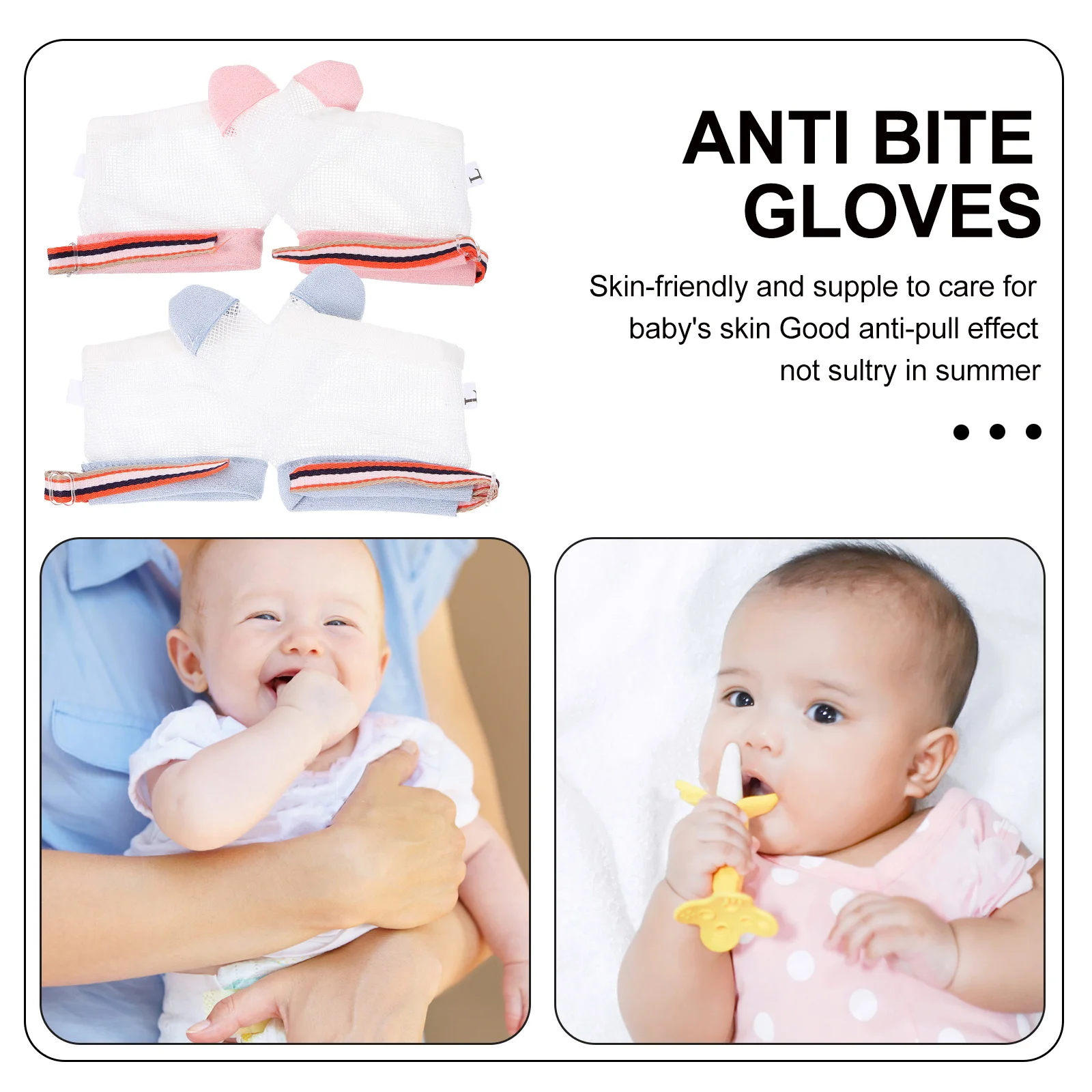 

2 Pairs Anti-eating Gloves Thumb Sucking Stop Kids Baby Fingers Guard Anti-scratch Protector Nylon Infant Protective Toddler