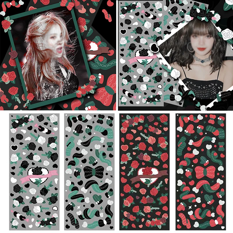 

4 Sheets Bling Romantic Rose Stickers for Photo Album Cards Making DIY Journal Decorative Material
