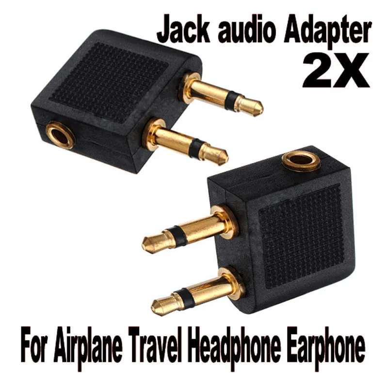 

2 Pcs Airline Airplane Earphone Headphone Headset Jack Audio Adapter 3.5mm Audio Cable Adapter