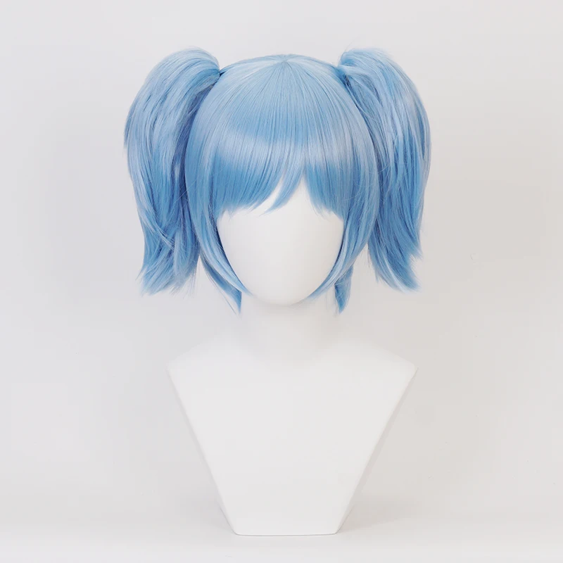 

Sally Face Cosplay wig Sallyface Blue Short Heat Resistant Synthetic Hair Wigs Chip Ponytails + Wig Cap