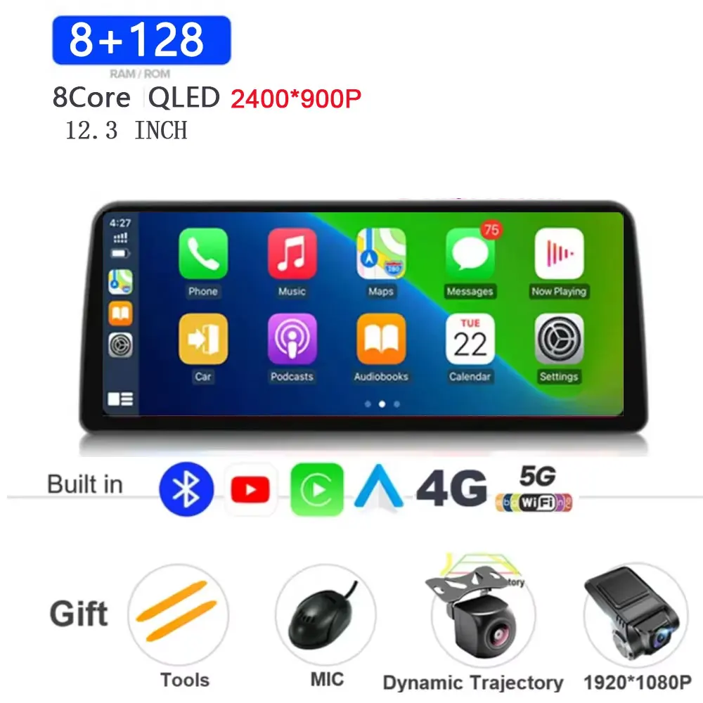 

12,3-дюймовый для Toyota RAV4 XA50 2020 2021 2022 2023 Android 15 Автоматический мультимедийный видеоплеер Автомобильный радиоприемник CarPlay GPS-навигация DSP