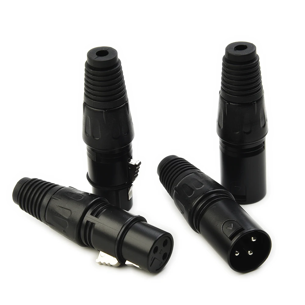 

1.5 X 6.7cm Microphone Audio Cables Plug Connectors 10 Pairs 3 Pin Black MIC Male & Female Plastic Replacement