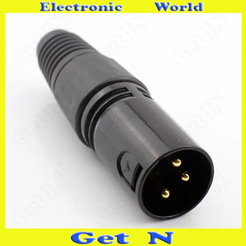 

30pcsJ3P Black 24K-Gilded Copper-Pole Male Cannon XLR Connector for Microphone Male Cannon XLR