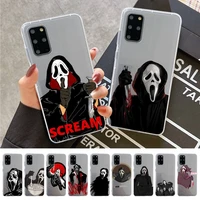 ghostface scream phone case for samsung s20 s10 lite s21 plus for redmi note8 9pro for huawei p20 clear case