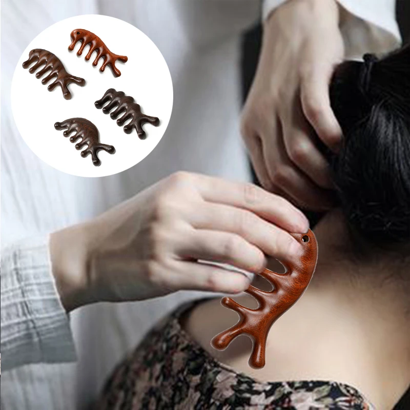 

Sandalwood Comb Acupoint Nose and Eye Massager Blood Circulation Anti-static Scalp Meridian Relax Smooth Hair Brush Styling Tool