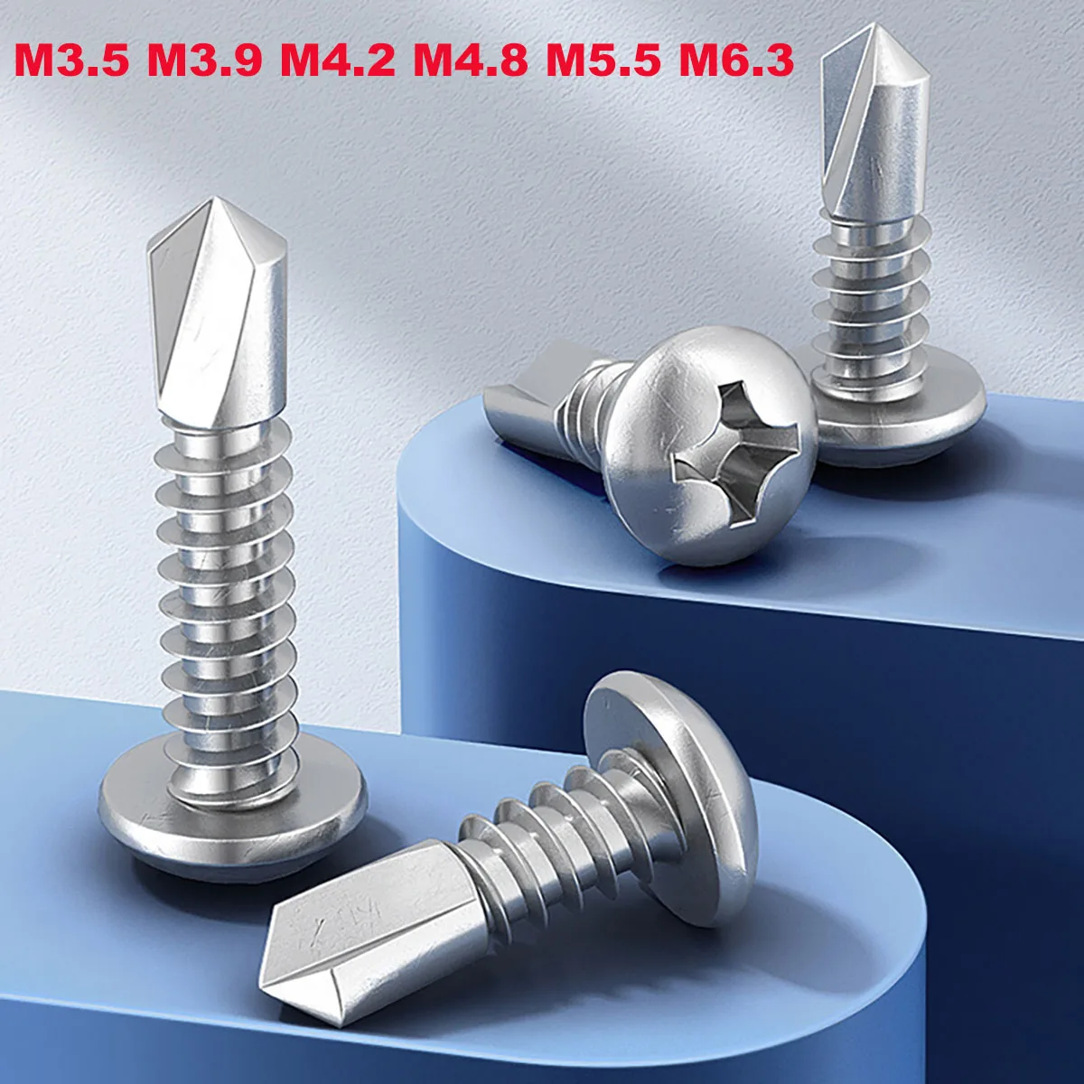 

410 Stainless Steel Cross Round Head Drilling Tail Self Tapping Screw, Dovetail Self Drilling ScrewM3.5 M3.9 M4.2 M4.8 M5.5 M6.3