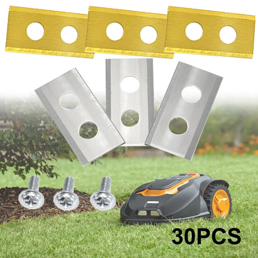 

30pcs Titanium Replacement Blades With 30pcs Screw For WORX LANDROID Robot Lawn Mower Stainless Steel Sharp Blade Rust Proof