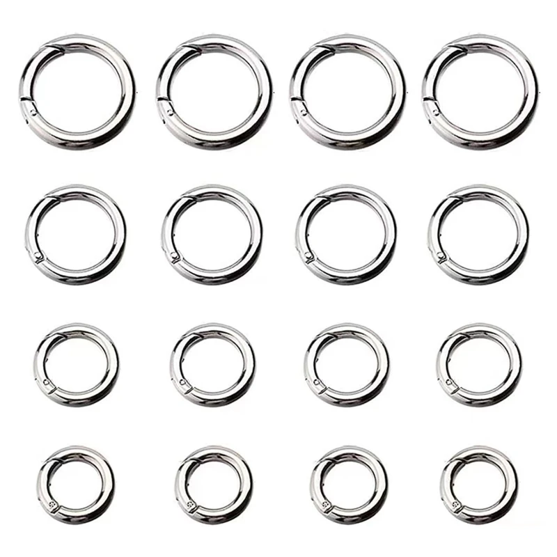 

16 Pieces Spring O Ring Alloy Trigger Round Buckle 4 Sizes Hook Buckles Diy Accessories Spring Key Rings for Keychains