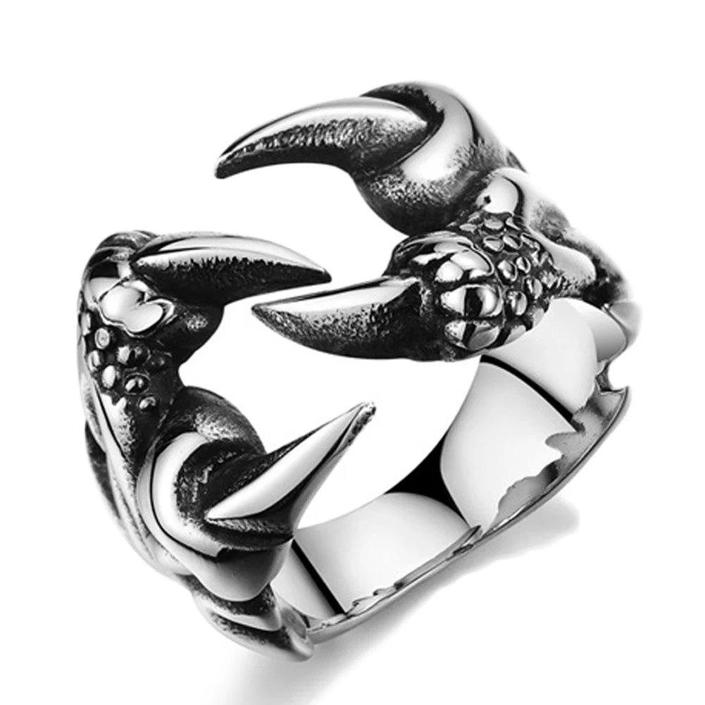 

New Rock Punk Male Biker Rings Stainless Dragon Claw Rings For Men Vintage Gothic Jewelry Drop Shipping