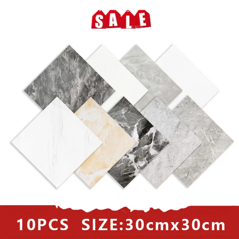 

10PCS Wall Sticker Thick Self Adhesive Tiles Floor Stickers Marble Bathroom Ground Waterproof Wallpapers PVC Furniture Room