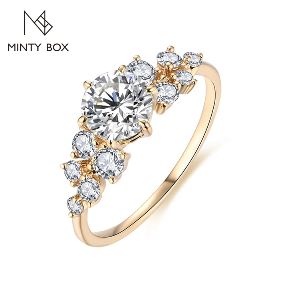 

Mintybox New 14K Yellow Gold Plated All D Color S925 Sliver Moissanite Rings for Men Women Shine Engagement Wedding Fine Jewelry