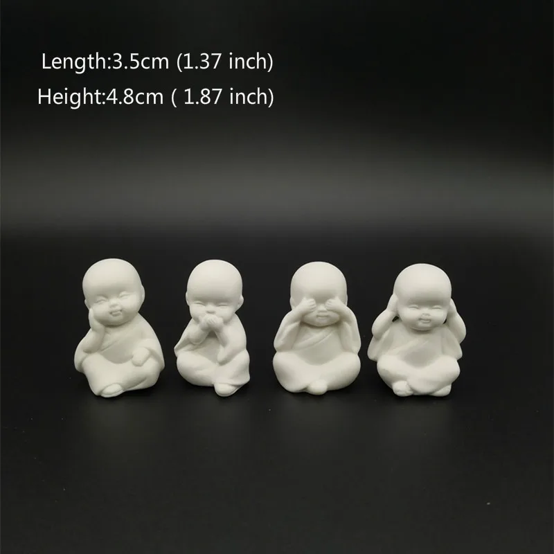 4 шт. маленькие белые керамические статуи Будды | Дом и сад